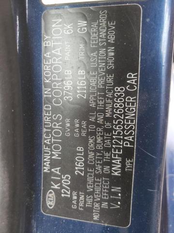 Photo 10 from auction – 2006 KIA SPECTRA LX with VIN KNAFE121565268638