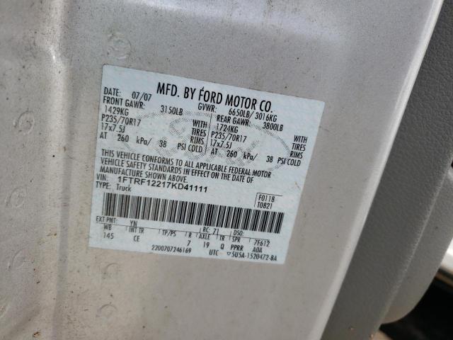 Photo 10 from auction – 2007 FORD F150 with VIN 1FTRF12217KD41111