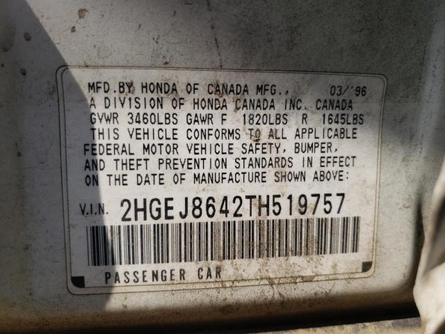 Photo 10 from auction – 1996 HONDA CIVIC EX with VIN 2HGEJ8642TH519757