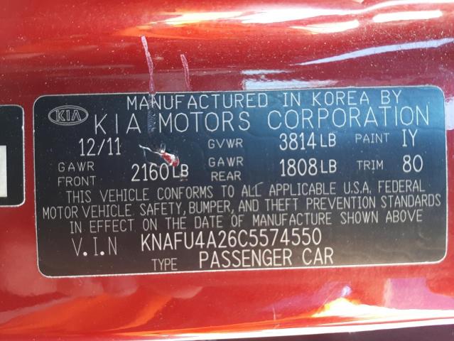 Photo 10 from auction – 2012 KIA FORTE EX with VIN KNAFU4A26C5574550