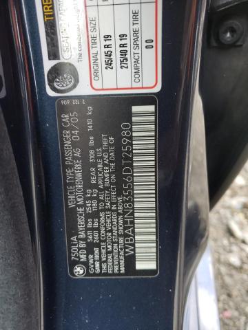 Photo 10 from auction – 2006 BMW 750 LI with VIN WBAHN83556DT25980