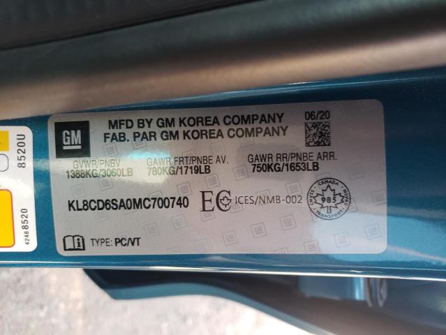 Photo 10 from auction – 2021 CHEVROLET SPARK 1LT with VIN KL8CD6SA0MC700740