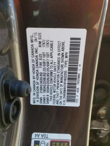 Photo 10 from auction – 2015 HONDA CR-V EXL with VIN 2HKRM4H74FH652295