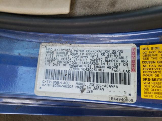 Photo 10 from auction – 2002 LEXUS IS 300 with VIN JTHBD192420051607