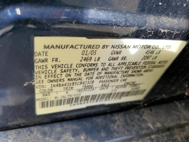 Photo 10 from auction – 2005 NISSAN MAXIMA SE with VIN 1N4BA41E85C842328