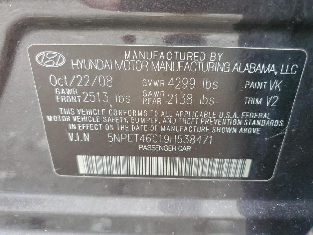Photo 10 from auction – 2009 HYUNDAI SONATA GLS with VIN 5NPET46C19H538471