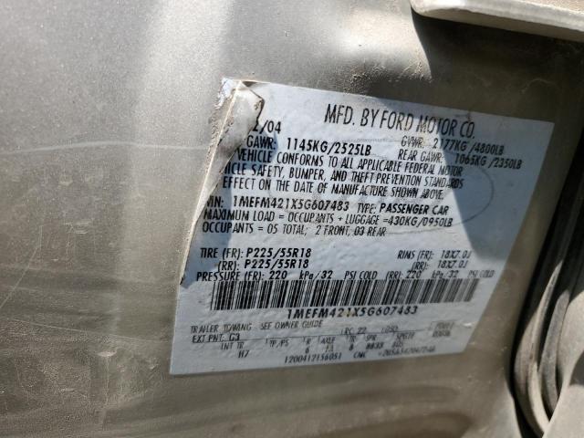 Photo 10 from auction – 2005 MERCURY MONTEGO PR with VIN 1MEFM421X5G607483