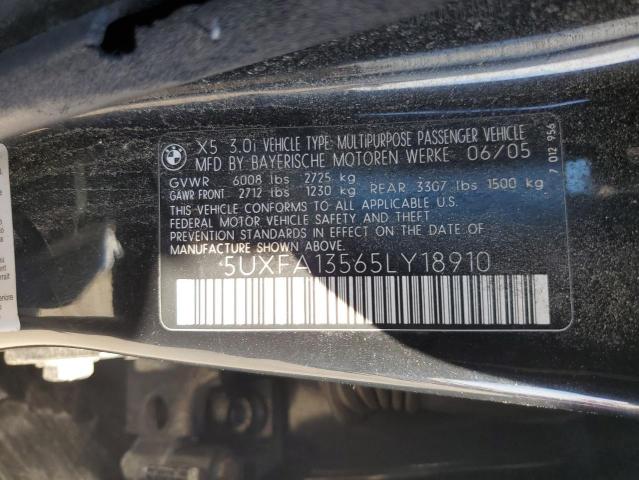 Photo 10 from auction – 2005 BMW X5 3.0I with VIN 5UXFA13565LY18910
