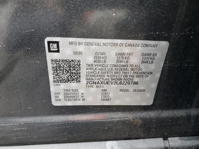 Photo 10 from auction – 2020 CHEVROLET EQUINOX LT with VIN 2GNAXUEV2L6220786