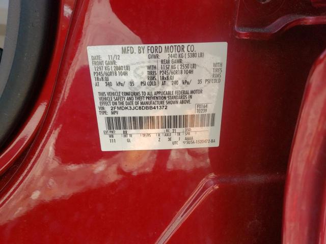 Photo 10 from auction – 2013 FORD EDGE SEL with VIN 2FMDK3JC8DBB41372