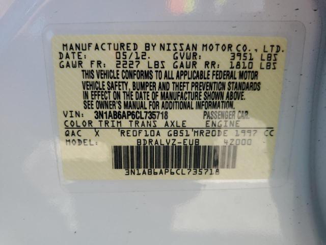 Photo 10 from auction – 2012 NISSAN SENTRA 2.0 with VIN 3N1AB6AP6CL735718