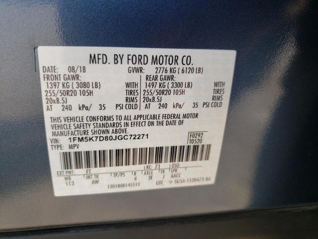 Photo 10 from auction – 2018 FORD EXPLORER X with VIN 1FM5K7D80JGC72271