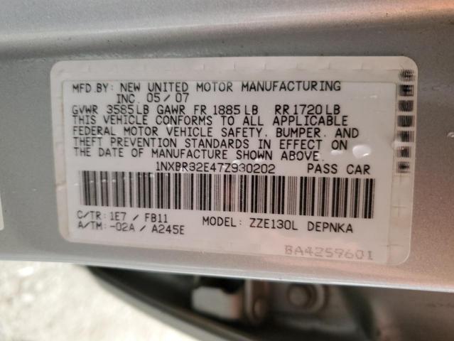 Photo 10 from auction – 2007 TOYOTA COROLLA CE with VIN 1NXBR32E47Z930202