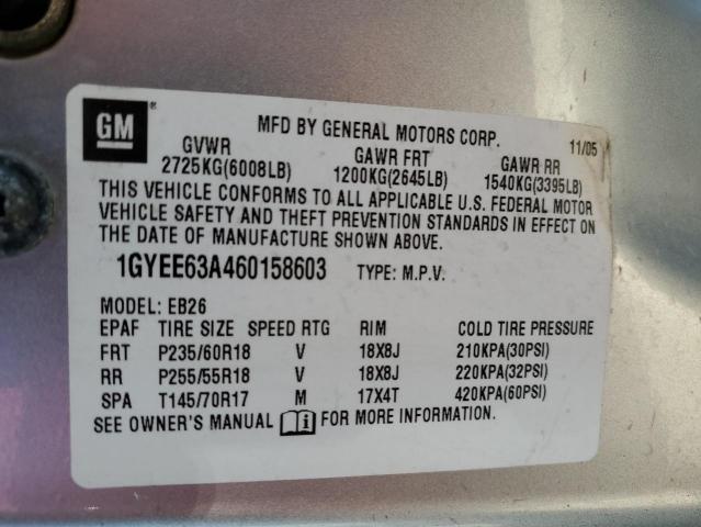 Photo 10 from auction – 2006 CADILLAC SRX with VIN 1GYEE63A460158603