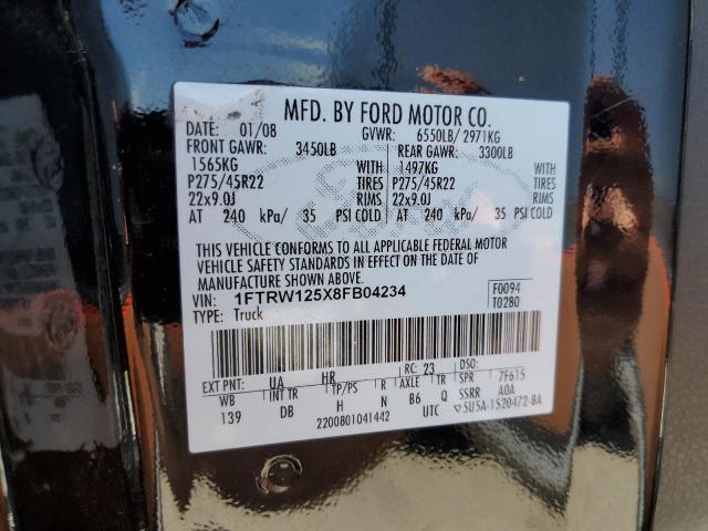 Photo 10 from auction – 2008 FORD F-150 with VIN 1FTRW125X8FB04234