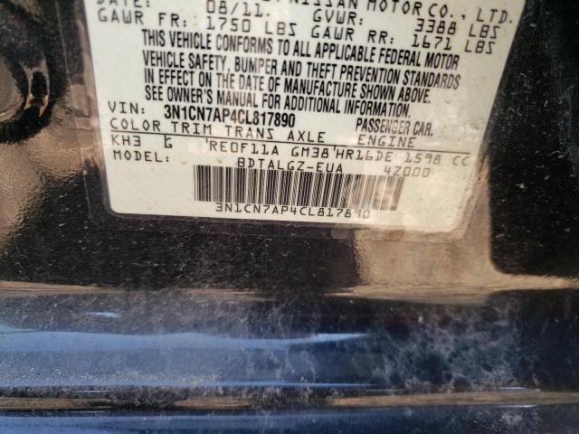 Photo 10 from auction – 2012 NISSAN VERSA S with VIN 3N1CN7AP4CL817890
