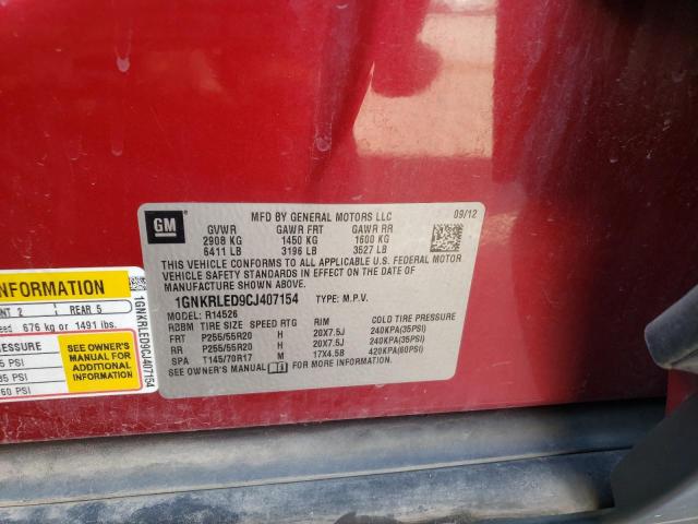 Foto 10 de la subasta – 2012 CHEVROLET TRAVERSE L con VIN 1GNKRLED9CJ407154