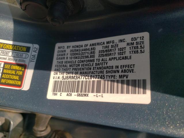 Photo 10 from auction – 2012 HONDA CR-V EXL with VIN 5J6RM3H77CL017745