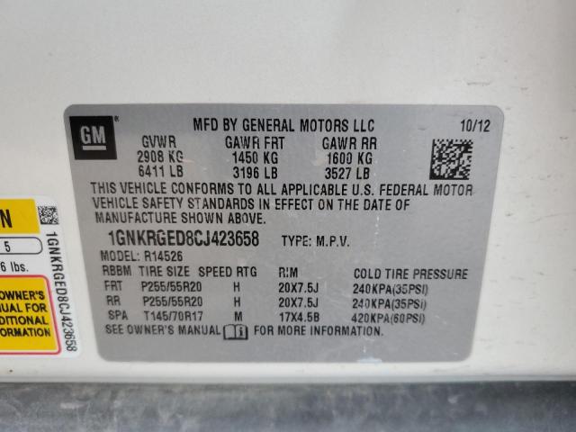 Zdjęcie 10 z aukcji – 2012 CHEVROLET TRAVERSE L z VIN 1GNKRGED8CJ423658
