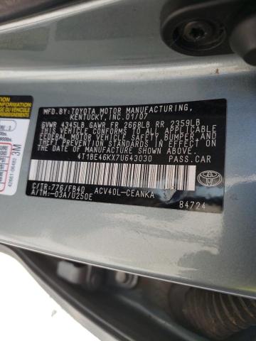 Photo 10 from auction – 2007 TOYOTA CAMRY CE with VIN 4T1BE46KX7U643030