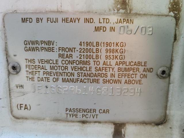 Photo 10 from auction – 2004 SUBARU IMPREZA WR with VIN JF1GG29614G813234