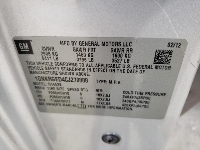 Photo 10 from auction – 2012 CHEVROLET TRAVERSE L with VIN 1GNKRGED4CJ270888
