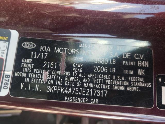 Photo 10 from auction – 2018 KIA FORTE LX with VIN 3KPFK4A75JE217317