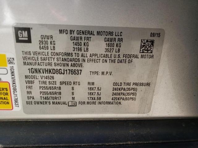 Photo 10 from auction – 2016 CHEVROLET TRAVERSE L with VIN 1GNKVHKD8GJ176637