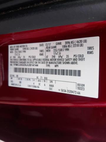 Photo 10 from auction – 2018 FORD ESCAPE SE with VIN 1FMCU0GD0JUB14144
