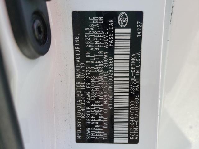 Photo 10 from auction – 2013 TOYOTA CAMRY L with VIN 4T1BF1FK4DU292560