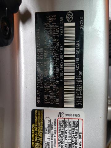 Photo 10 from auction – 2007 TOYOTA CAMRY CE with VIN 4T1BE46K27U071631