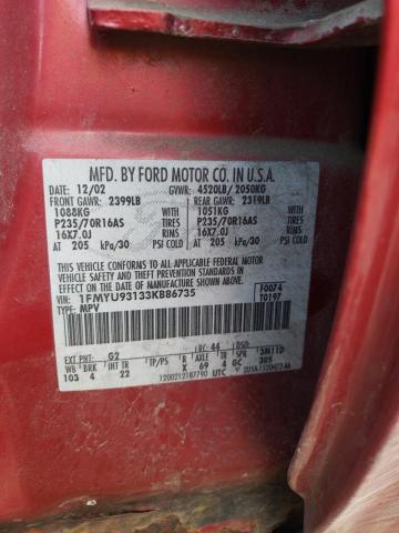 Photo 10 from auction – 2003 FORD ESCAPE XLT with VIN 1FMYU93133KB86735