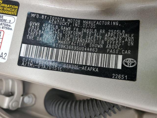 Photo 10 from auction – 2005 TOYOTA AVALON XL with VIN 4T1BK36B95U044863
