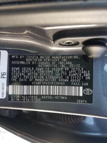 Photo 10 from auction – 2012 TOYOTA CAMRY BASE with VIN 4T4BF1FK2CR226464