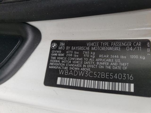 Photo 10 from auction – 2011 BMW 328 I with VIN WBADW3C52BE540316