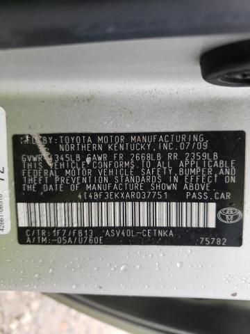 Photo 10 from auction – 2010 TOYOTA CAMRY BASE with VIN 4T4BF3EKXAR037751