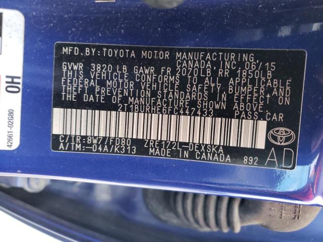 Photo 10 from auction – 2015 TOYOTA COROLLA L with VIN 2T1BURHE6FC447433