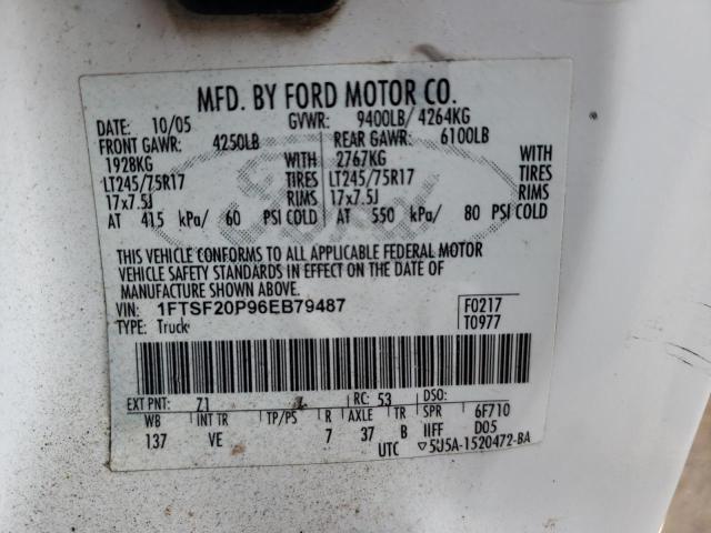 Photo 10 from auction – 2006 FORD F250 SUPER with VIN 1FTSF20P96EB79487