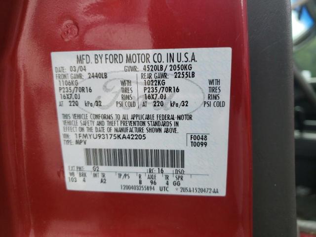 Photo 10 from auction – 2005 FORD ESCAPE XLT with VIN 1FMYU93175KA42205