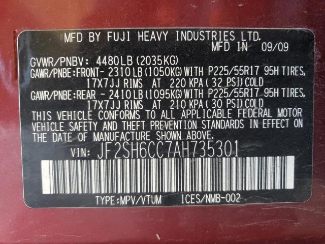 Photo 10 from auction – 2010 SUBARU FORESTER with VIN JF2SH6CC7AH735301