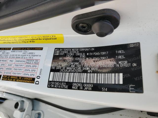 Photo 10 from auction – 2017 TOYOTA 4RUNNER SR with VIN JTEZU5JR1H5152997