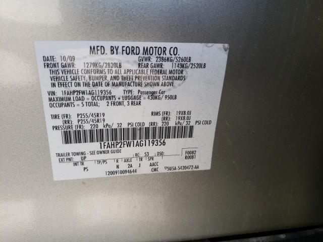 Photo 10 from auction – 2010 FORD TAURUS LIM with VIN 1FAHP2FW1AG119356