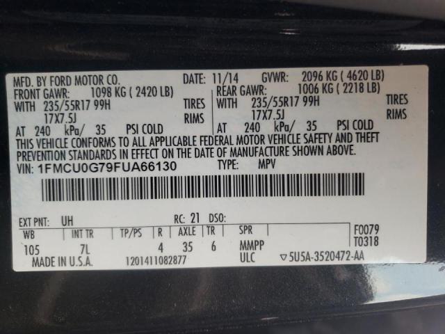 Photo 10 from auction – 2015 FORD ESCAPE SE with VIN 1FMCU0G79FUA66130