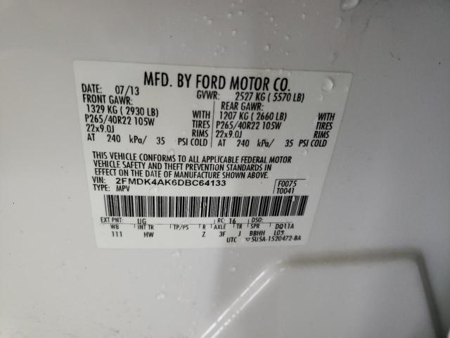 Photo 10 from auction – 2013 FORD EDGE SPORT with VIN 2FMDK4AK6DBC64133