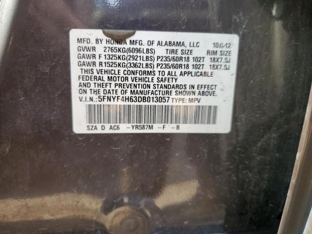 Photo 10 from auction – 2013 HONDA PILOT EXL with VIN 5FNYF4H63DB013057