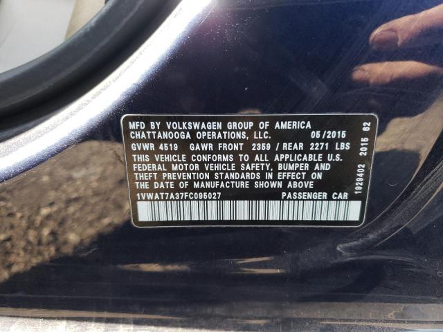 Photo 10 from auction – 2015 VOLKSWAGEN PASSAT S with VIN 1VWAT7A37FC095027