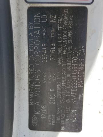 Photo 10 from auction – 2009 KIA SPECTRA EX with VIN KNAFE222095647002