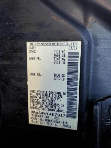 Photo 10 from auction – 2014 NISSAN MAXIMA S with VIN 1N4AA5APXEC467917