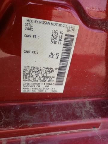 Photo 10 from auction – 2019 NISSAN ALTIMA SV with VIN 1N4BL4DV9KC119086