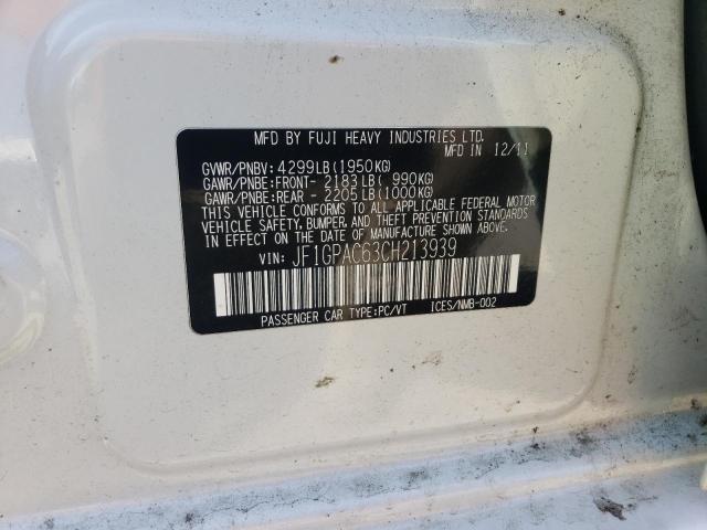 Photo 10 from auction – 2012 SUBARU IMPREZA PR with VIN JF1GPAC63CH213939